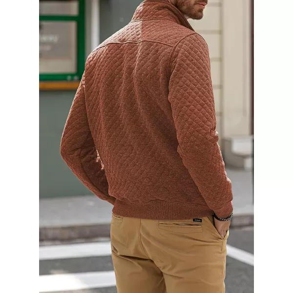 JMIERR Men's Quilted Sweatshirt Casual Long Sleeve Outdoor Stand Collar Button Pullover Sweatshirts