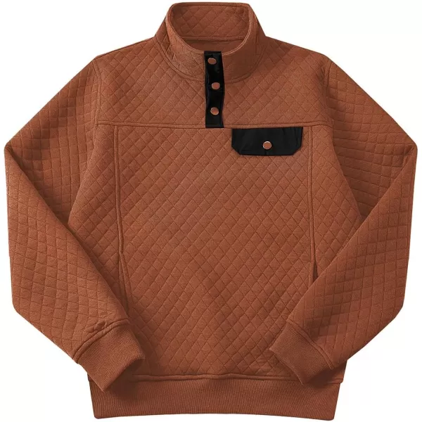 JMIERR Men's Quilted Sweatshirt Casual Long Sleeve Outdoor Stand Collar Button Pullover Sweatshirts