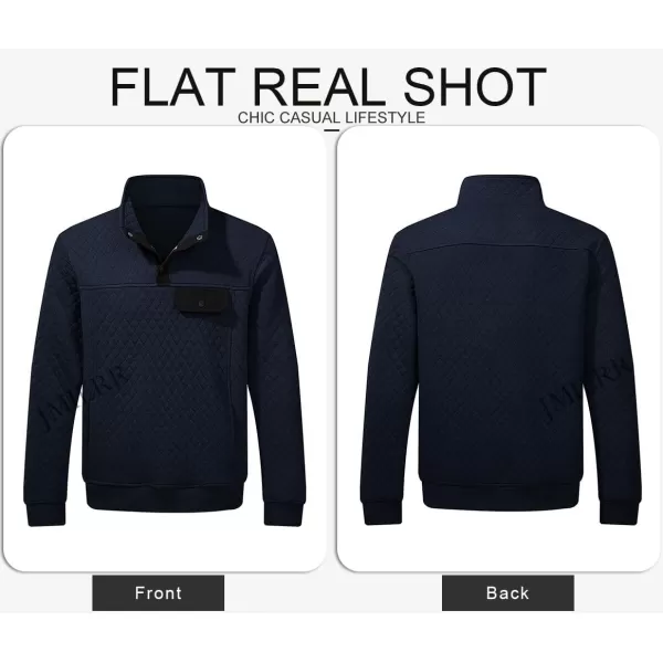 JMIERR Men's Quilted Sweatshirt Casual Long Sleeve Outdoor Stand Collar Button Pullover Sweatshirts