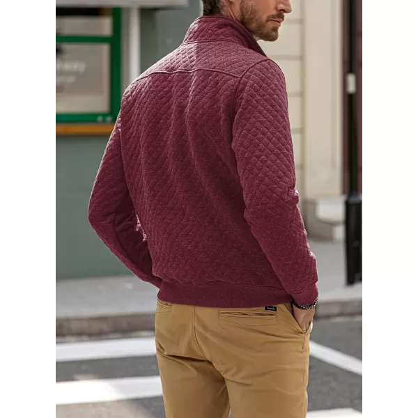 JMIERR Men's Quilted Sweatshirt Casual Long Sleeve Outdoor Stand Collar Button Pullover Sweatshirts