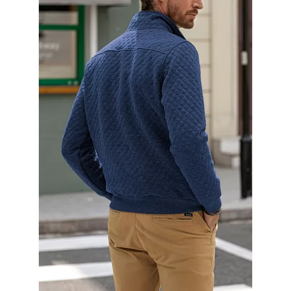 JMIERR Men's Quilted Sweatshirt Casual Long Sleeve Outdoor Stand Collar Button Pullover Sweatshirts