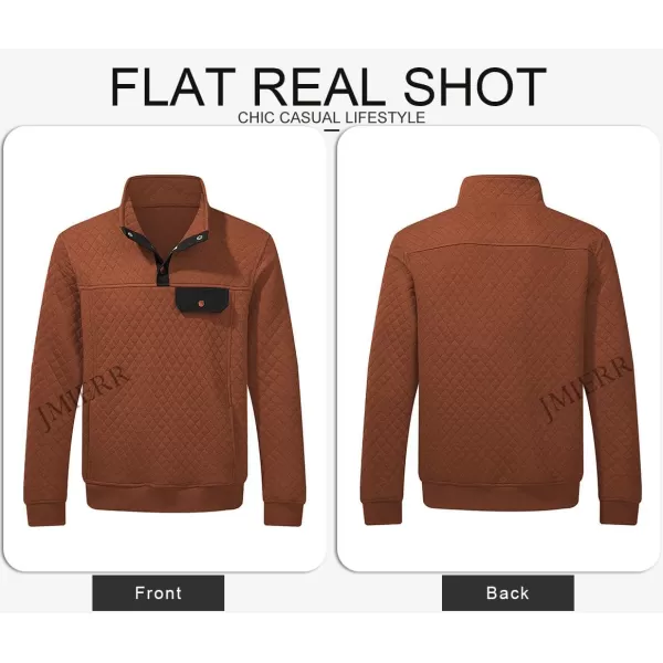JMIERR Men's Quilted Sweatshirt Casual Long Sleeve Outdoor Stand Collar Button Pullover Sweatshirts