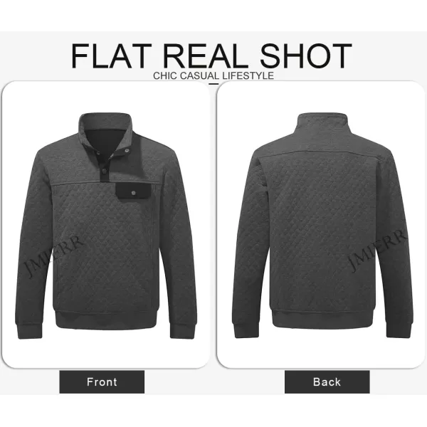 JMIERR Men's Quilted Sweatshirt Casual Long Sleeve Outdoor Stand Collar Button Pullover Sweatshirts