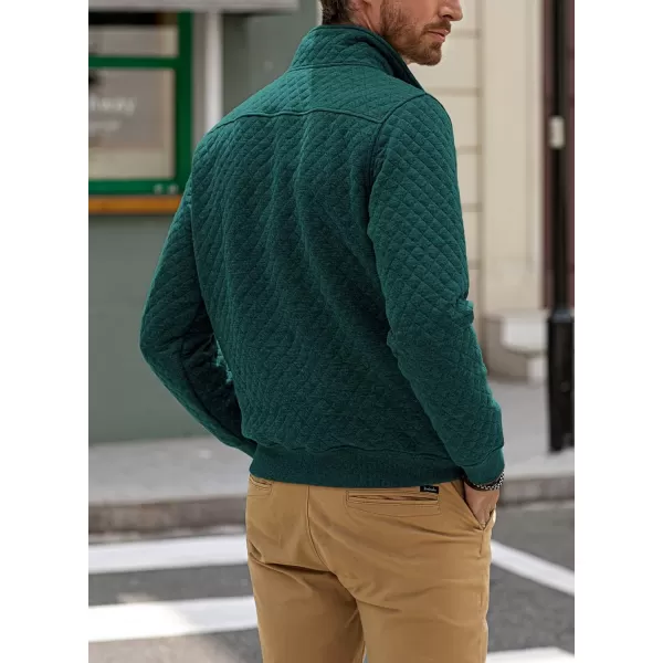 JMIERR Men's Quilted Sweatshirt Casual Long Sleeve Outdoor Stand Collar Button Pullover Sweatshirts