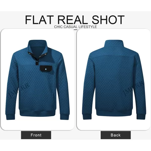 JMIERR Men's Quilted Sweatshirt Casual Long Sleeve Outdoor Stand Collar Button Pullover Sweatshirts