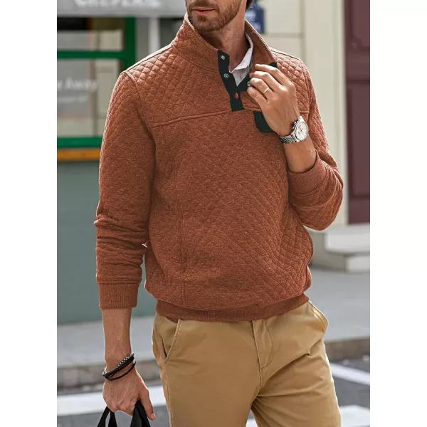 JMIERR Men's Quilted Sweatshirt Casual Long Sleeve Outdoor Stand Collar Button Pullover Sweatshirts