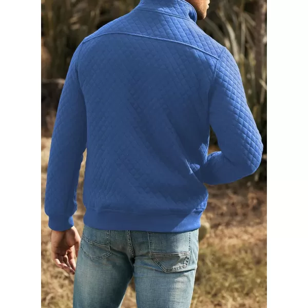 JMIERR Men's Quilted Sweatshirt Casual Long Sleeve Outdoor Stand Collar Button Pullover Sweatshirts
