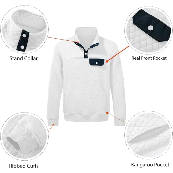 JMIERR Men's Quilted Sweatshirt Casual Long Sleeve Outdoor Stand Collar Button Pullover Sweatshirts