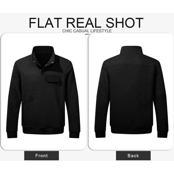 JMIERR Men's Quilted Sweatshirt Casual Long Sleeve Outdoor Stand Collar Button Pullover Sweatshirts