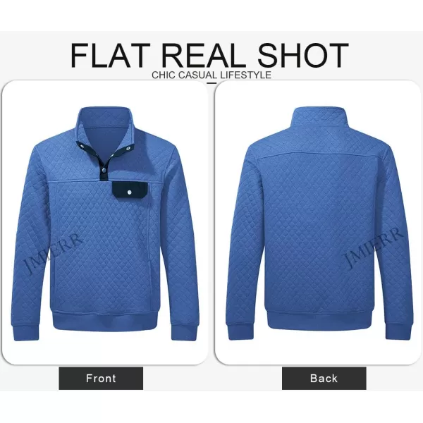JMIERR Men's Quilted Sweatshirt Casual Long Sleeve Outdoor Stand Collar Button Pullover Sweatshirts