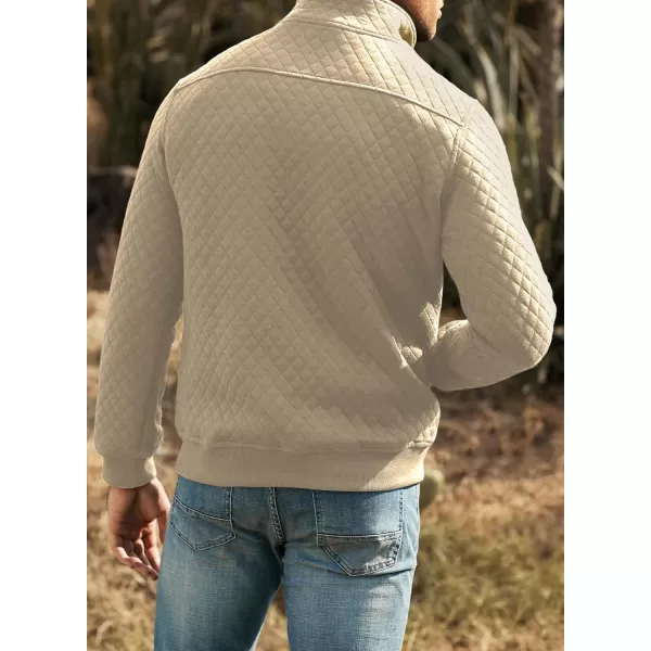 JMIERR Men's Quilted Sweatshirt Casual Long Sleeve Outdoor Stand Collar Button Pullover Sweatshirts