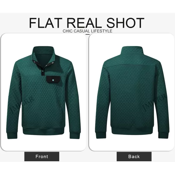 JMIERR Men's Quilted Sweatshirt Casual Long Sleeve Outdoor Stand Collar Button Pullover Sweatshirts