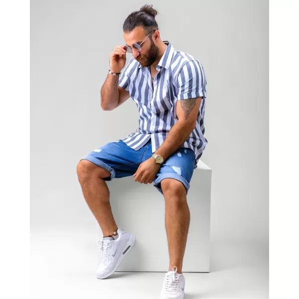 JMIERR Mens Shorts Casual Denim Stretch Slim Fit Washed Distressed Rolled Ripped Jean Shorts for Men
