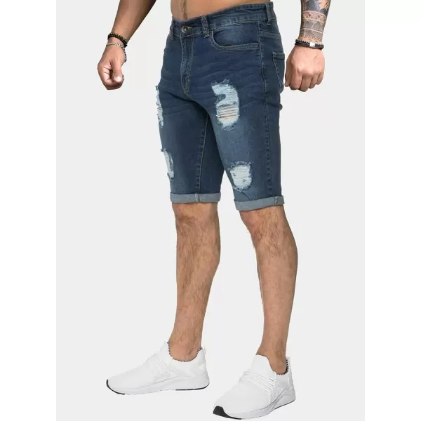 JMIERR Mens Shorts Casual Denim Stretch Slim Fit Washed Distressed Rolled Ripped Jean Shorts for Men