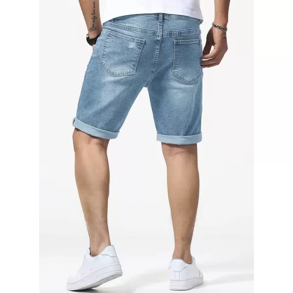 JMIERR Mens Shorts Casual Denim Stretch Slim Fit Washed Distressed Rolled Ripped Jean Shorts for Men