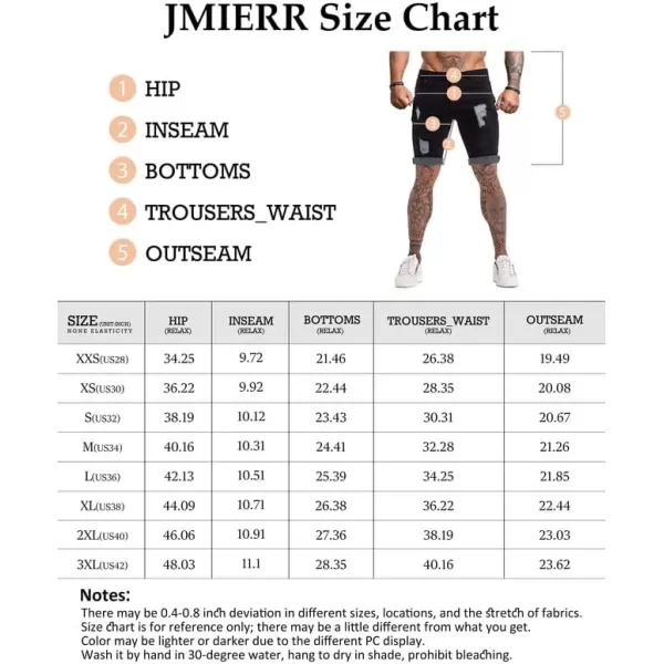 JMIERR Mens Shorts Casual Denim Stretch Slim Fit Washed Distressed Rolled Ripped Jean Shorts for Men