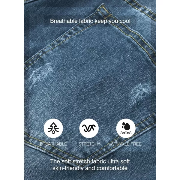 JMIERR Mens Shorts Casual Denim Stretch Slim Fit Washed Distressed Rolled Ripped Jean Shorts for Men