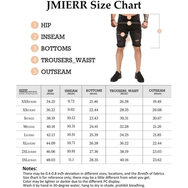 JMIERR Mens Shorts Casual Denim Stretch Slim Fit Washed Distressed Rolled Ripped Jean Shorts for Men