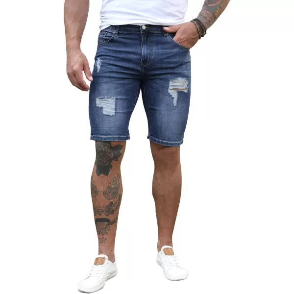 JMIERR Mens Shorts Casual Denim Stretch Slim Fit Washed Distressed Rolled Ripped Jean Shorts for Men