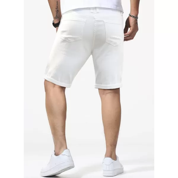 JMIERR Mens Shorts Casual Denim Stretch Slim Fit Washed Distressed Rolled Ripped Jean Shorts for Men