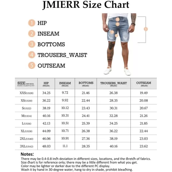 JMIERR Mens Shorts Casual Denim Stretch Slim Fit Washed Distressed Rolled Ripped Jean Shorts for Men
