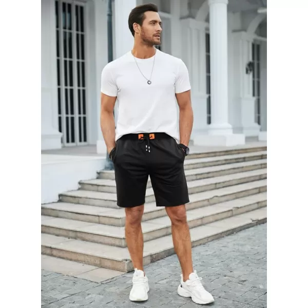 JMIERR Men's Shorts Casual Summer Cotton Drawstring Pockets Elastic Waist Shorts