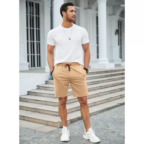 JMIERR Men's Shorts Casual Summer Cotton Drawstring Pockets Elastic Waist Shorts