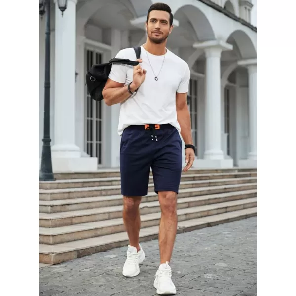 JMIERR Men's Shorts Casual Summer Cotton Drawstring Pockets Elastic Waist Shorts