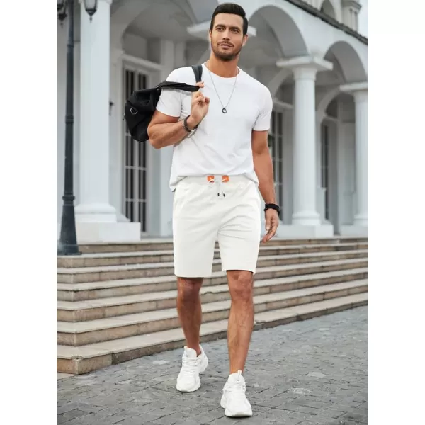 JMIERR Men's Shorts Casual Summer Cotton Drawstring Pockets Elastic Waist Shorts
