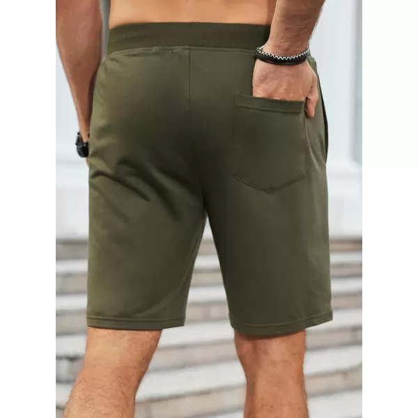 JMIERR Men's Shorts Casual Summer Cotton Drawstring Pockets Elastic Waist Shorts