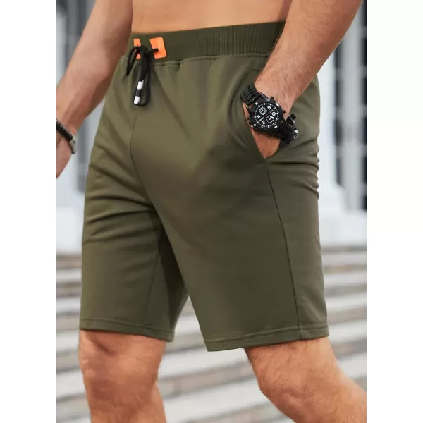 JMIERR Men's Shorts Casual Summer Cotton Drawstring Pockets Elastic Waist Shorts