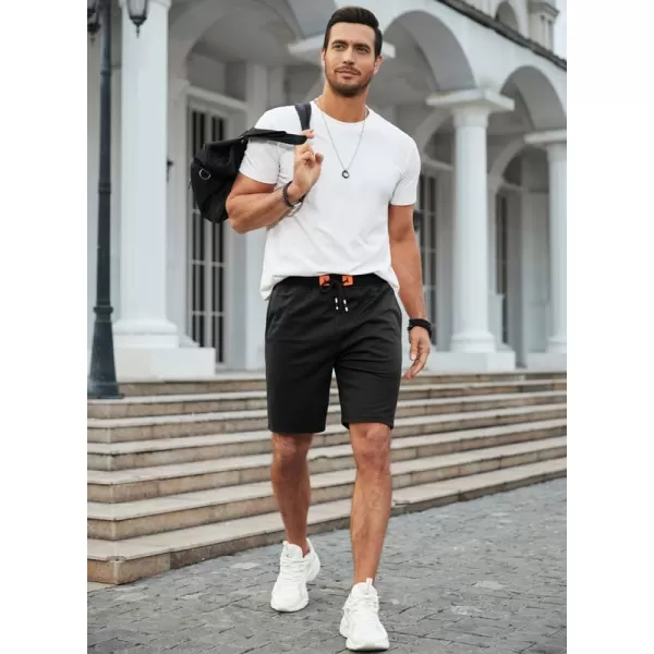 JMIERR Men's Shorts Casual Summer Cotton Drawstring Pockets Elastic Waist Shorts