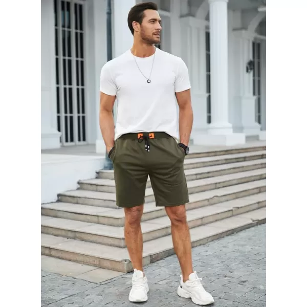 JMIERR Men's Shorts Casual Summer Cotton Drawstring Pockets Elastic Waist Shorts