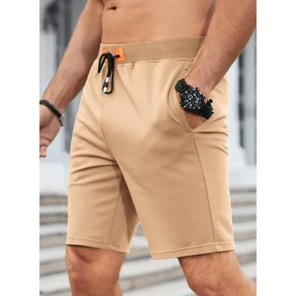 JMIERR Men's Shorts Casual Summer Cotton Drawstring Pockets Elastic Waist Shorts