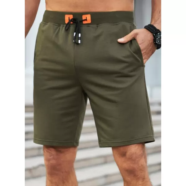 JMIERR Men's Shorts Casual Summer Cotton Drawstring Pockets Elastic Waist Shorts