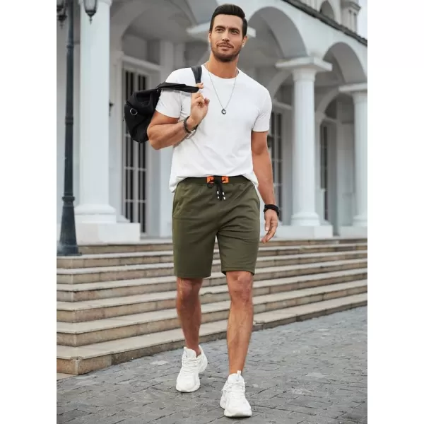 JMIERR Men's Shorts Casual Summer Cotton Drawstring Pockets Elastic Waist Shorts