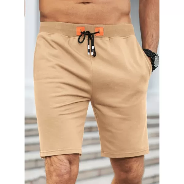 JMIERR Men's Shorts Casual Summer Cotton Drawstring Pockets Elastic Waist Shorts