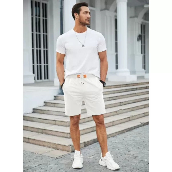 JMIERR Men's Shorts Casual Summer Cotton Drawstring Pockets Elastic Waist Shorts