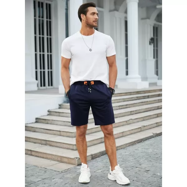 JMIERR Men's Shorts Casual Summer Cotton Drawstring Pockets Elastic Waist Shorts