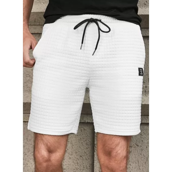 JMIERR Mens Sweat Shorts Casual Stretch Elastic Waist Waffle Workout Gym Short 7 inch Inseam Running Short with Pocket