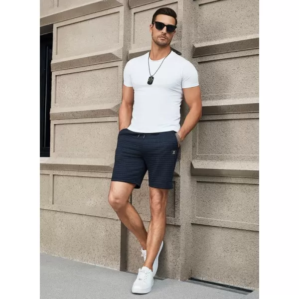 JMIERR Mens Sweat Shorts Casual Stretch Elastic Waist Waffle Workout Gym Short 7 inch Inseam Running Short with Pocket