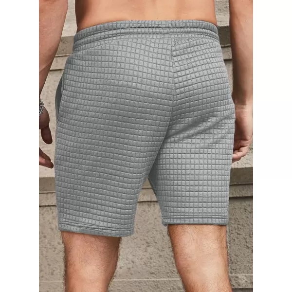 JMIERR Mens Sweat Shorts Casual Stretch Elastic Waist Waffle Workout Gym Short 7 inch Inseam Running Short with Pocket