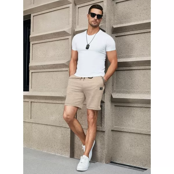 JMIERR Mens Sweat Shorts Casual Stretch Elastic Waist Waffle Workout Gym Short 7 inch Inseam Running Short with Pocket