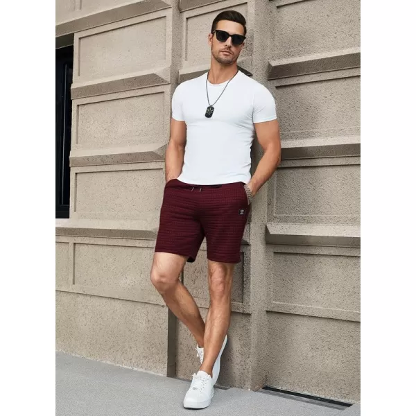 JMIERR Mens Sweat Shorts Casual Stretch Elastic Waist Waffle Workout Gym Short 7 inch Inseam Running Short with Pocket