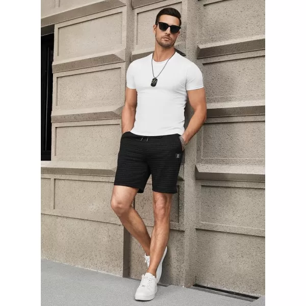 JMIERR Mens Sweat Shorts Casual Stretch Elastic Waist Waffle Workout Gym Short 7 inch Inseam Running Short with Pocket