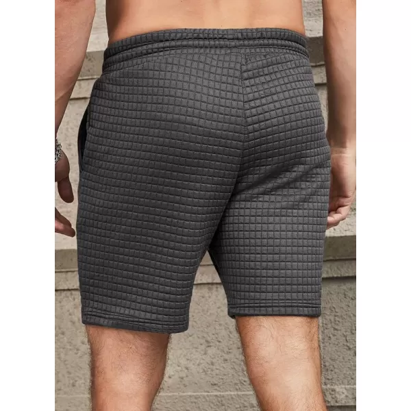JMIERR Mens Sweat Shorts Casual Stretch Elastic Waist Waffle Workout Gym Short 7 inch Inseam Running Short with Pocket