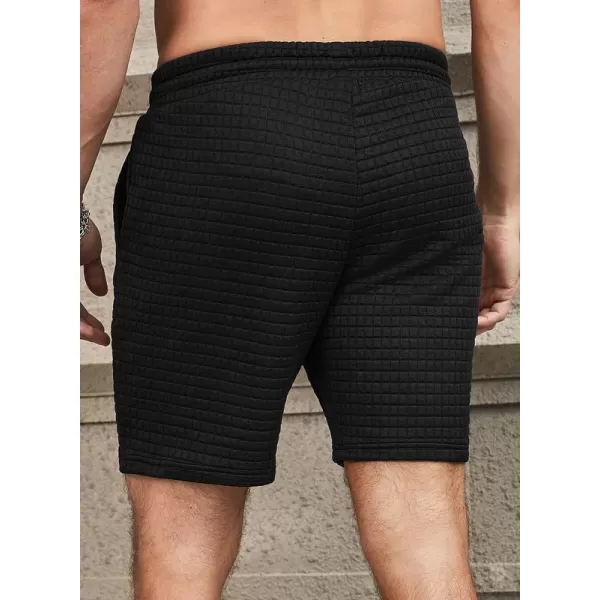 JMIERR Mens Sweat Shorts Casual Stretch Elastic Waist Waffle Workout Gym Short 7 inch Inseam Running Short with Pocket