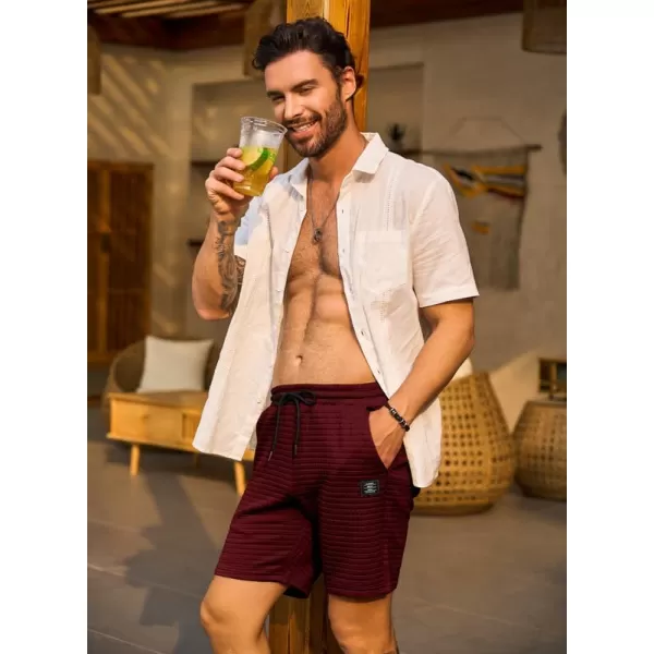 JMIERR Mens Sweat Shorts Casual Stretch Elastic Waist Waffle Workout Gym Short 7 inch Inseam Running Short with Pocket