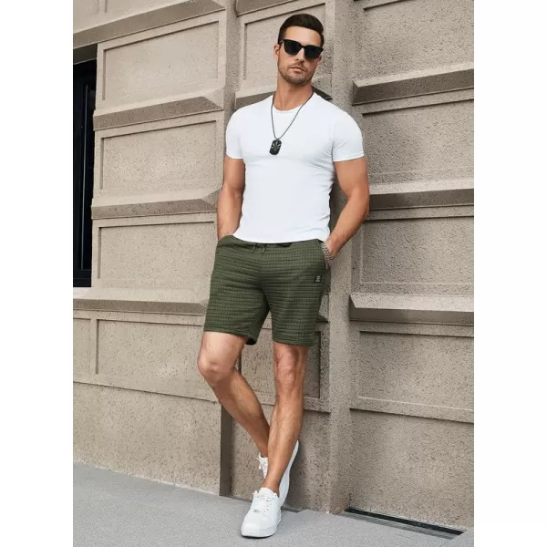 JMIERR Mens Sweat Shorts Casual Stretch Elastic Waist Waffle Workout Gym Short 7 inch Inseam Running Short with Pocket