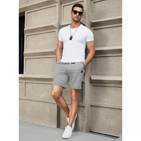 JMIERR Mens Sweat Shorts Casual Stretch Elastic Waist Waffle Workout Gym Short 7 inch Inseam Running Short with Pocket